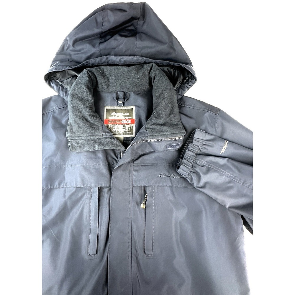 Eddie Bauer WeatherEdge Jacket Women's Medium Navy Blue Waterproof Hooded - Picture 3 of 16